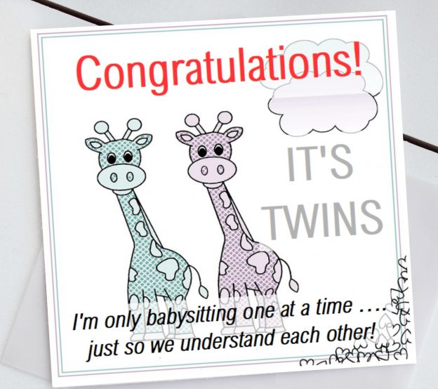 Twins Baby Sitting Card