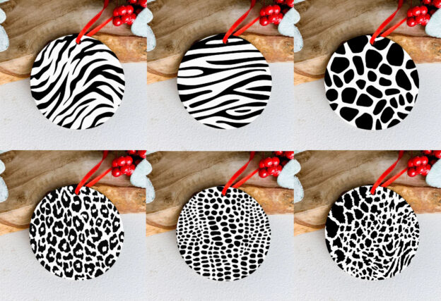 Ceramic Animal Print Christmas Baubles