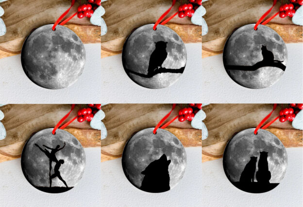 Ceramic Moon Christmas Baubles