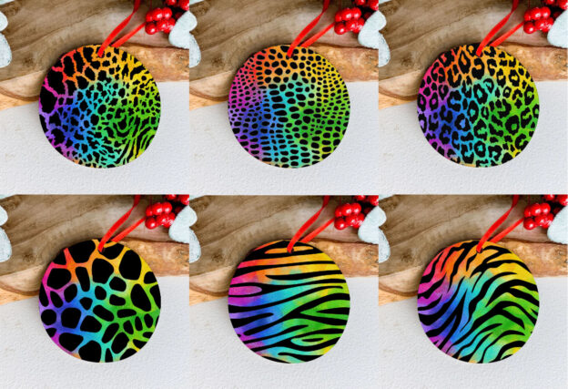 Ceramic Animal Print Christmas Baubles