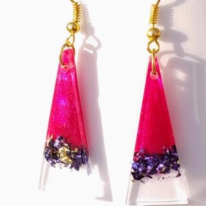 Triangle Purple/Magenta Resin Earrings