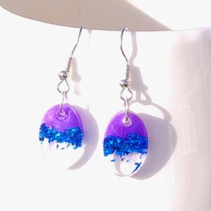 Oval Blue/Purple Resin Earrings