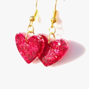 Red Heart Resin Earrings