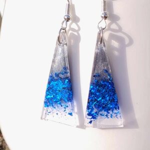 Triangle Blue/White Resin Earrings