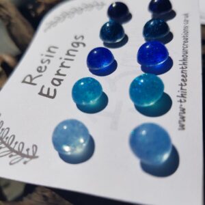 Blue Glitter Resin Studs