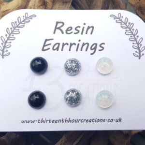 Monochrome Glitter Resin Studs