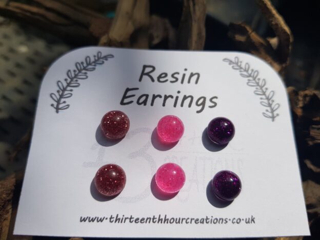 Pinks Glitter Resin Studs