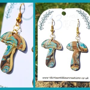 "Earth" Mushroom Dangle Earrings