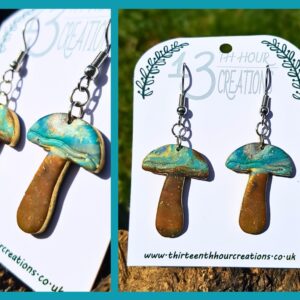 "Earth" Mushroom Dangle Earrings