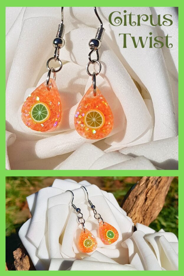 Orange and Citrus Fruit Droplet Earrings - Image 3