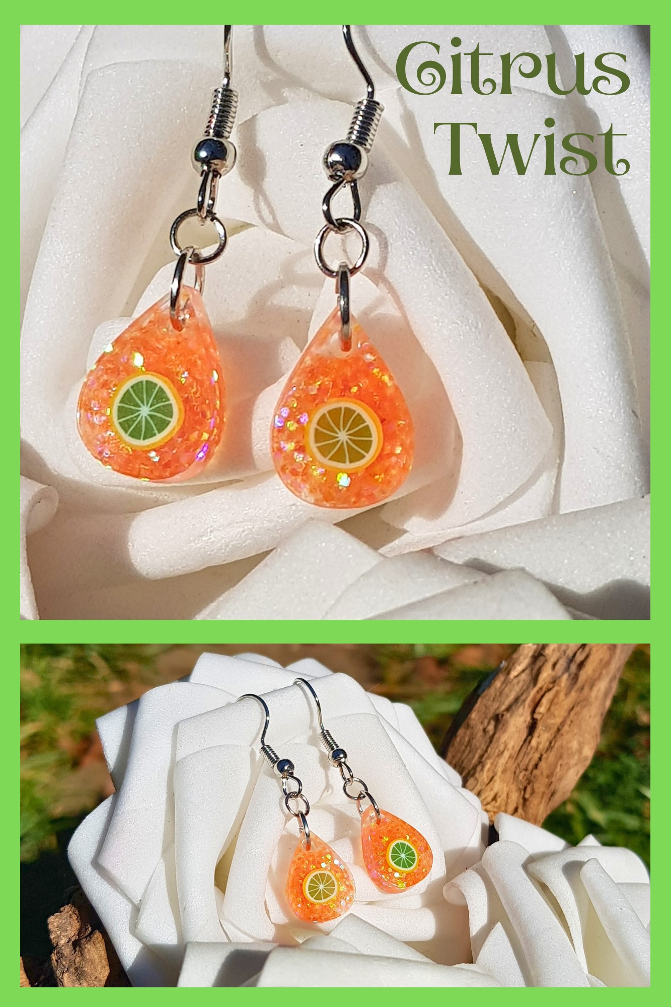 Orange and Citrus Fruit Droplet Earrings - Image 3